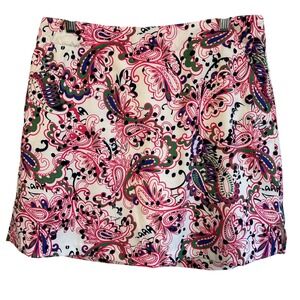Lady Hagen 6 Pink Green Paisley Golf Skort Performance Tennis Pickleball Preppy